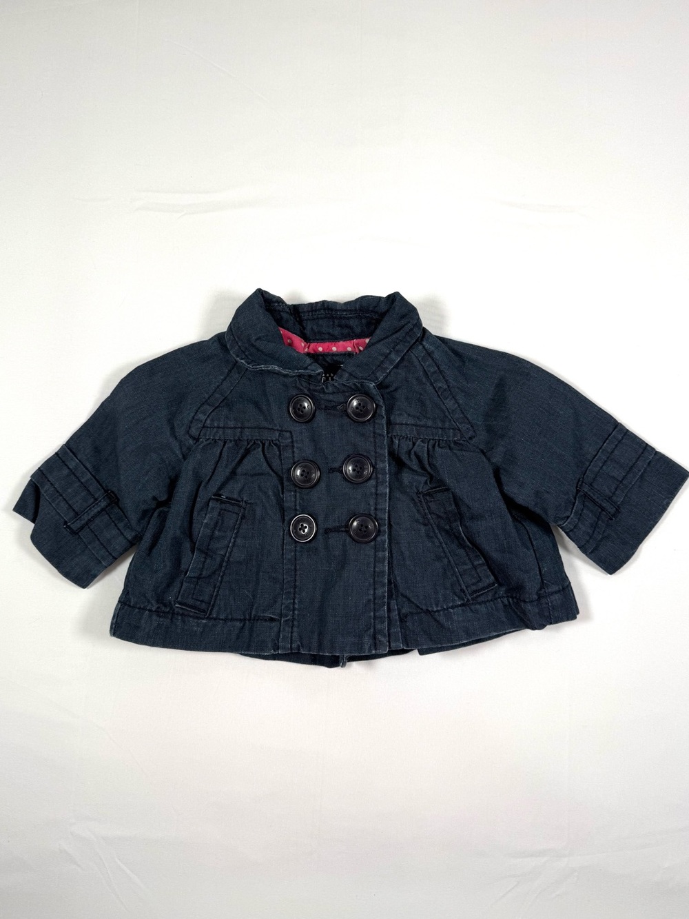 VINTAGE GAP Girls Chambray Peacoat Jacket 18-24m Preppy Cottagecore Fall 2008